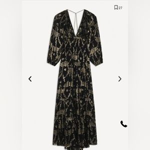 Ba&sh backless metallic maxi dress, size 1